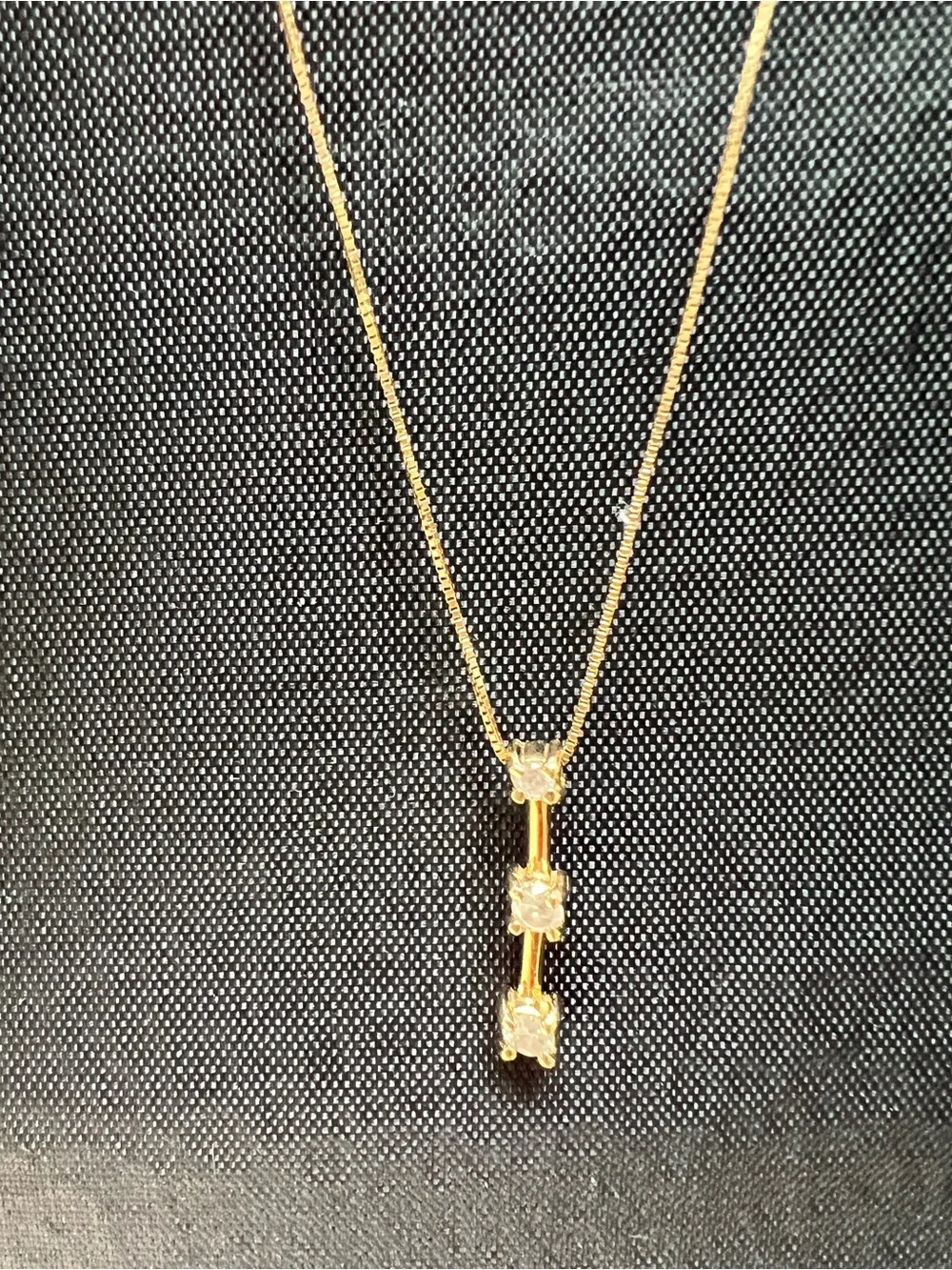 14K Gold Bar diamond past present future  necklace - Picture 4 of 5